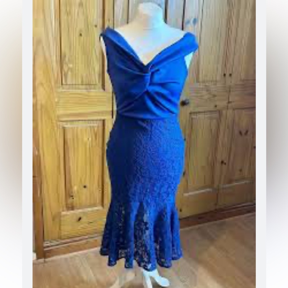 ASOS Royal Blue Dress Womens 12 Lace Formal Wedding Prom party mermaid